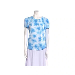 Generation Love Tie Dye T-Shirt Blue White Crew Neck Short Sleeve Ruched M